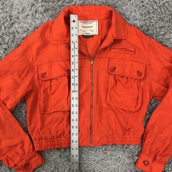 Anthropologie Cartonnier Jacquard Eisenhower Orange Bomber Jacket Size S $118 - Picture 9 of 9
